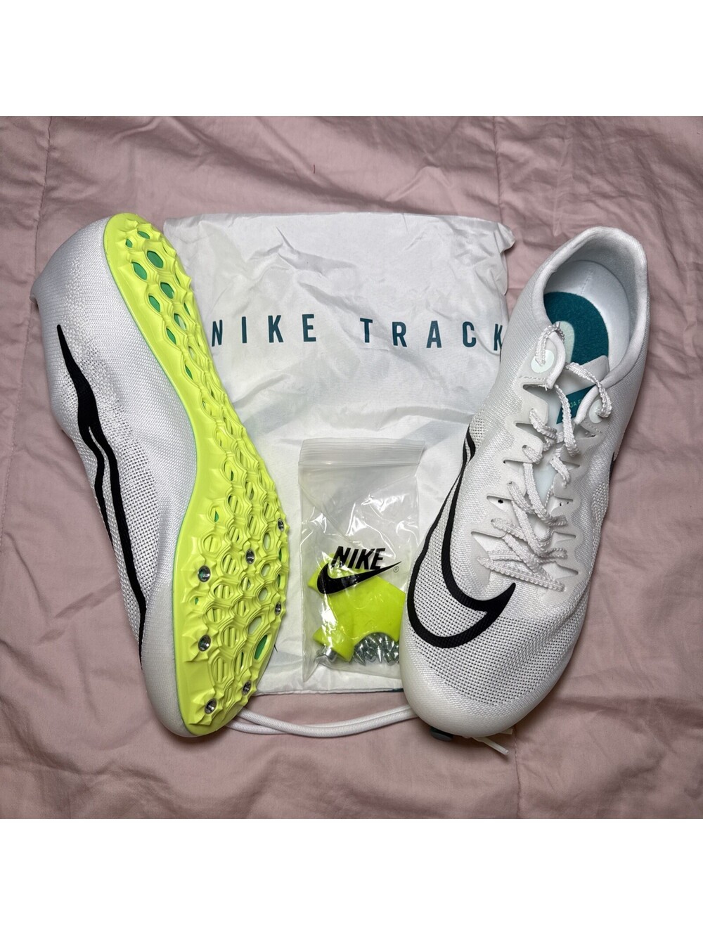 Nike Zoom Ja Fly 4 White Bright Spruce Track Spikes Men’s Size 12 DR2741-102 New